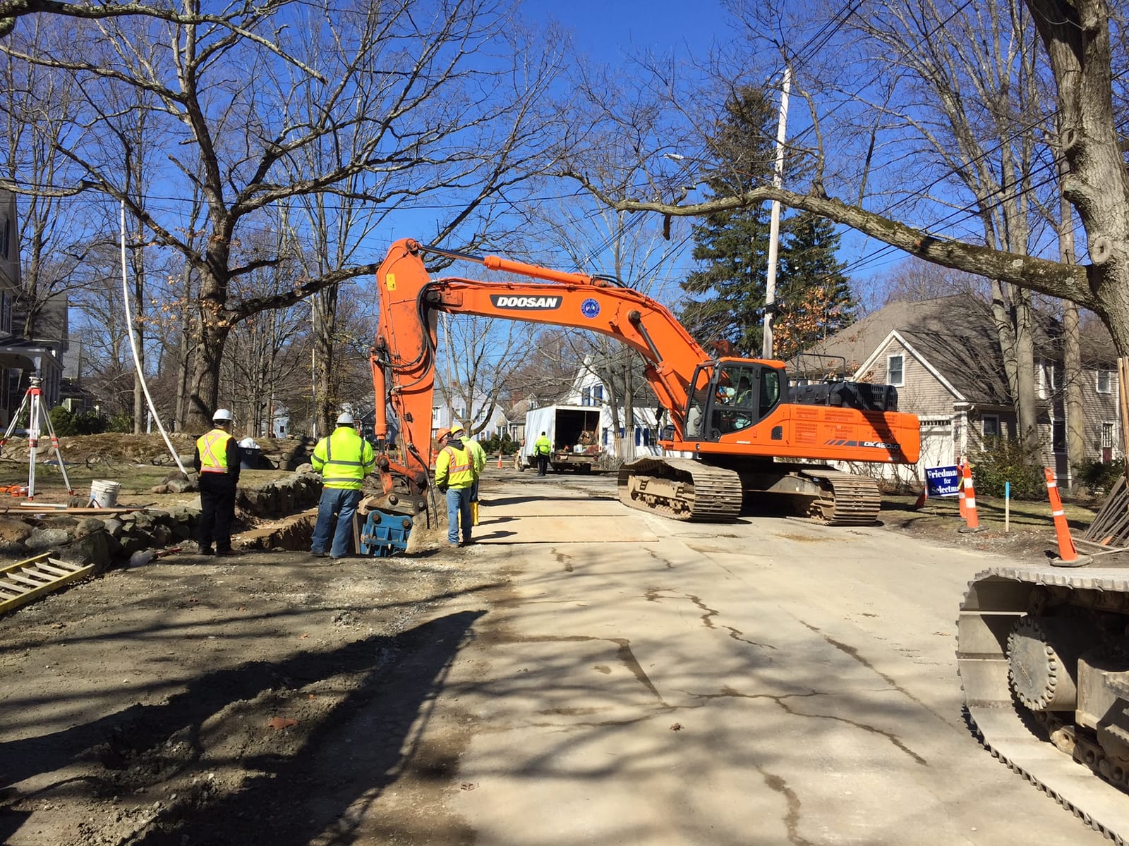 Albanese D&S crew working a residential street excavation